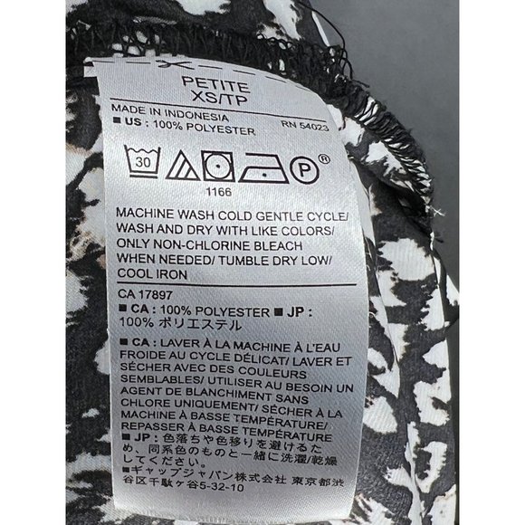 Banana Republic blouse petite XS Leopard black white long sleeve V-neck button f - Picture 12 of 14